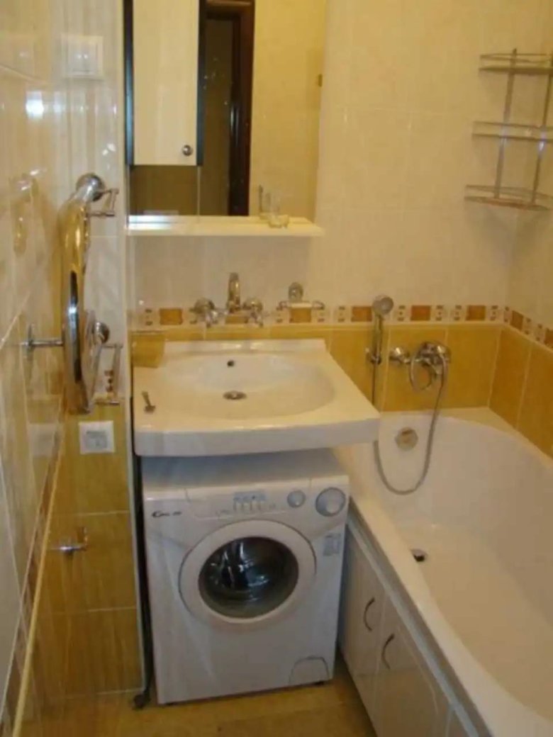 Ванная комната в хрущевке со стиральной машиной