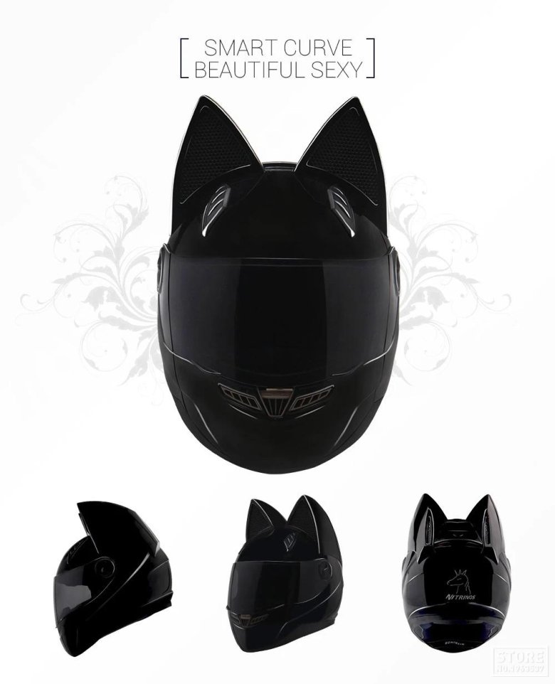 Мото кото шлем с ушками женский