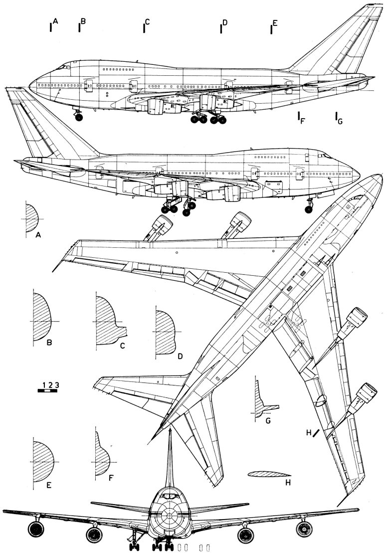 Чертеж самолета боинг 747