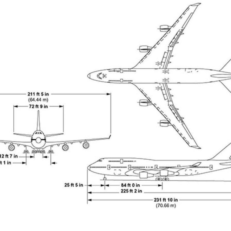 Чертеж самолета боинг 747