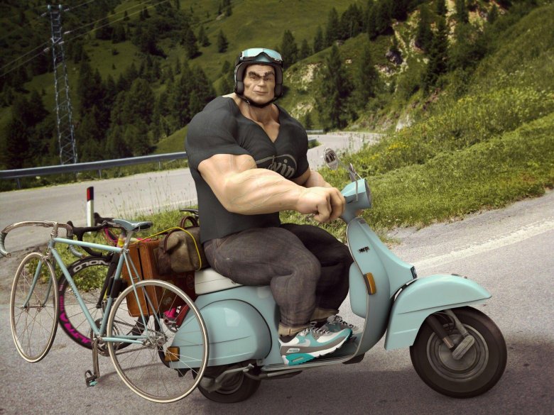 Человек на мопеде