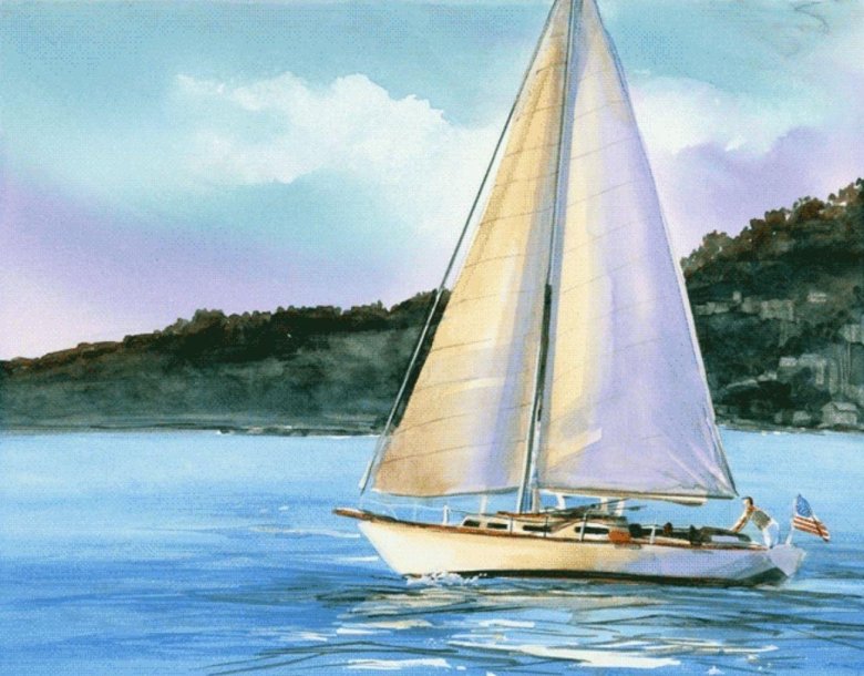 Парусная яхта живопись