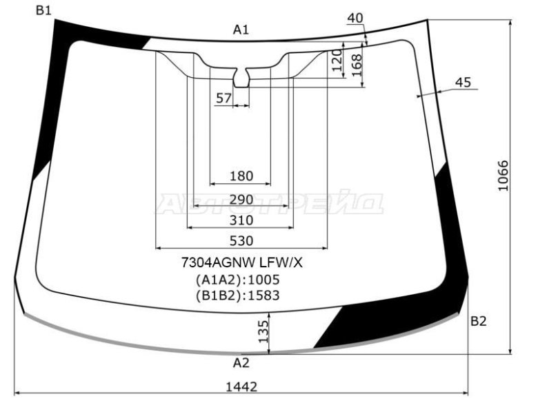 Размер лобового стекла