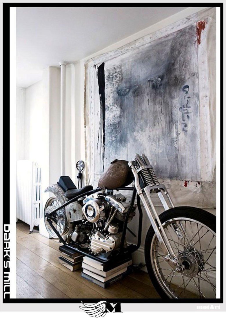 Харлей дэвидсон в лофт интерьере