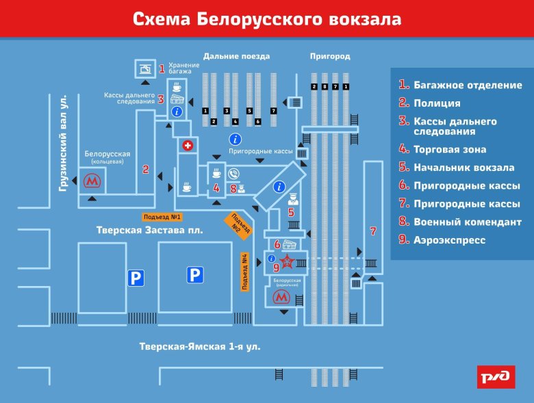 Белорусский вокзал схема путей