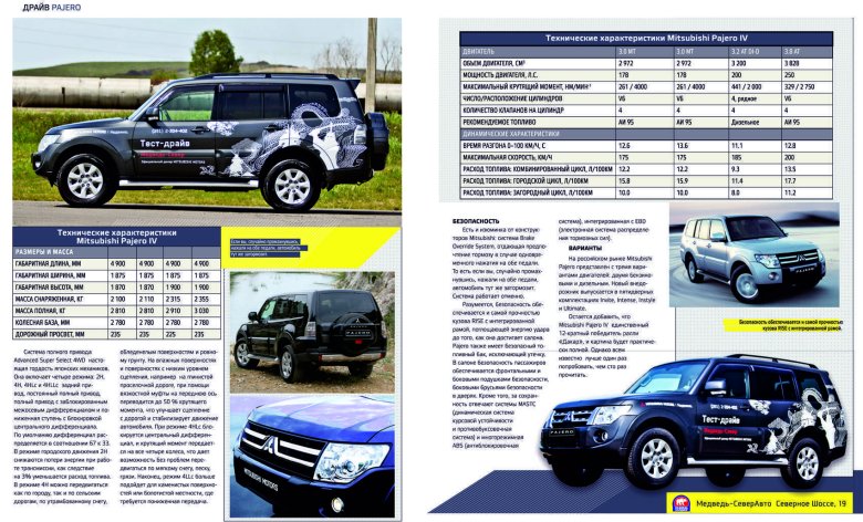 Технические характеристики паджеро 4 3.2 дизель