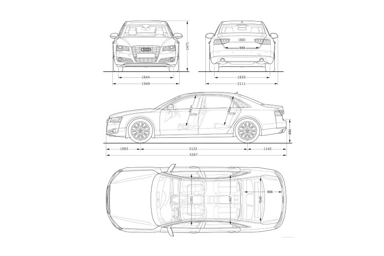 Габариты ауди а8 седан