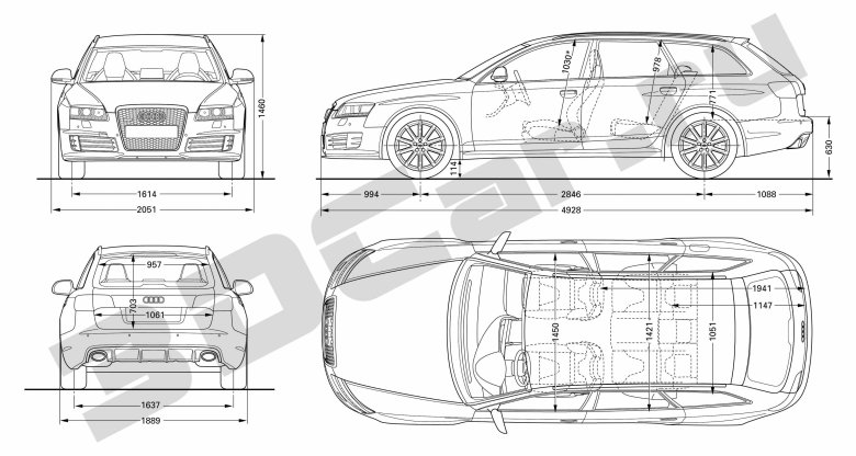 Габариты ауди а6 с6 универсал