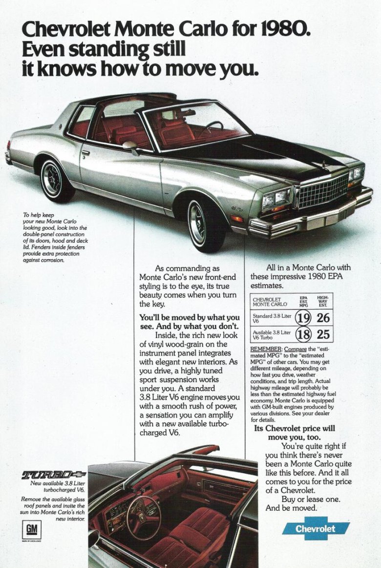 Chevrolet monte carlo 1978 1980