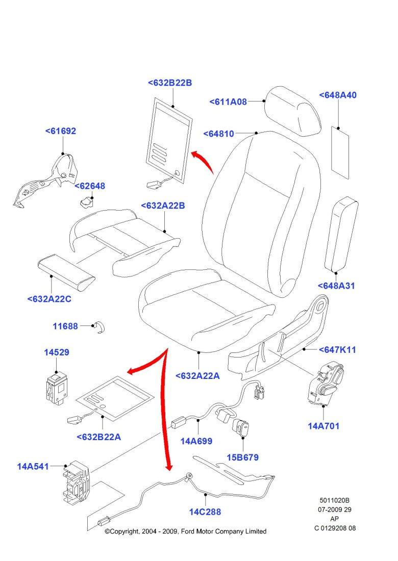 Боковина передних сидений форд фокус-2