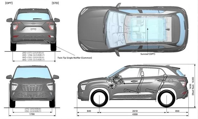 Hyundai creta 2023 габариты
