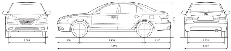 Hyundai sonata 2006 габариты