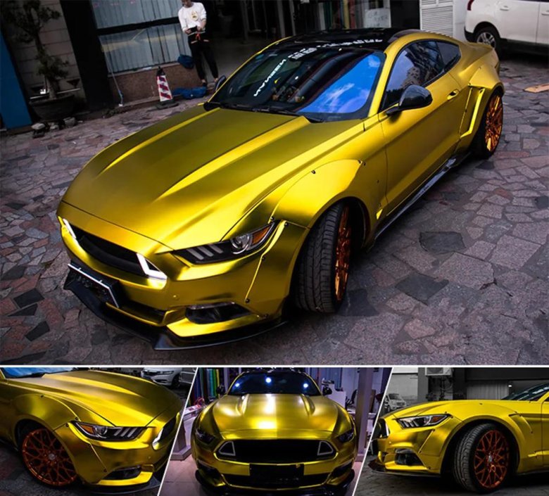 Пленка желтый матовый хром