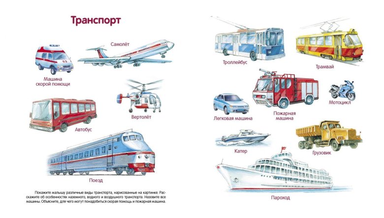 Виды транспорта для детей