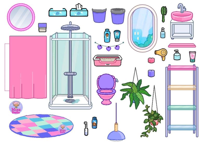 Ванная для бумажных кукол