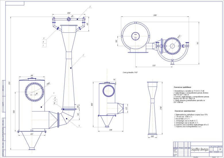 Скруббер вентури чертеж