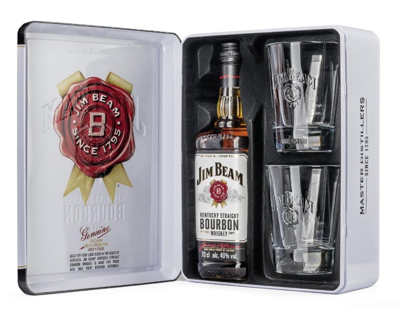 Виски (бурбон) джим бим + 2 стакана