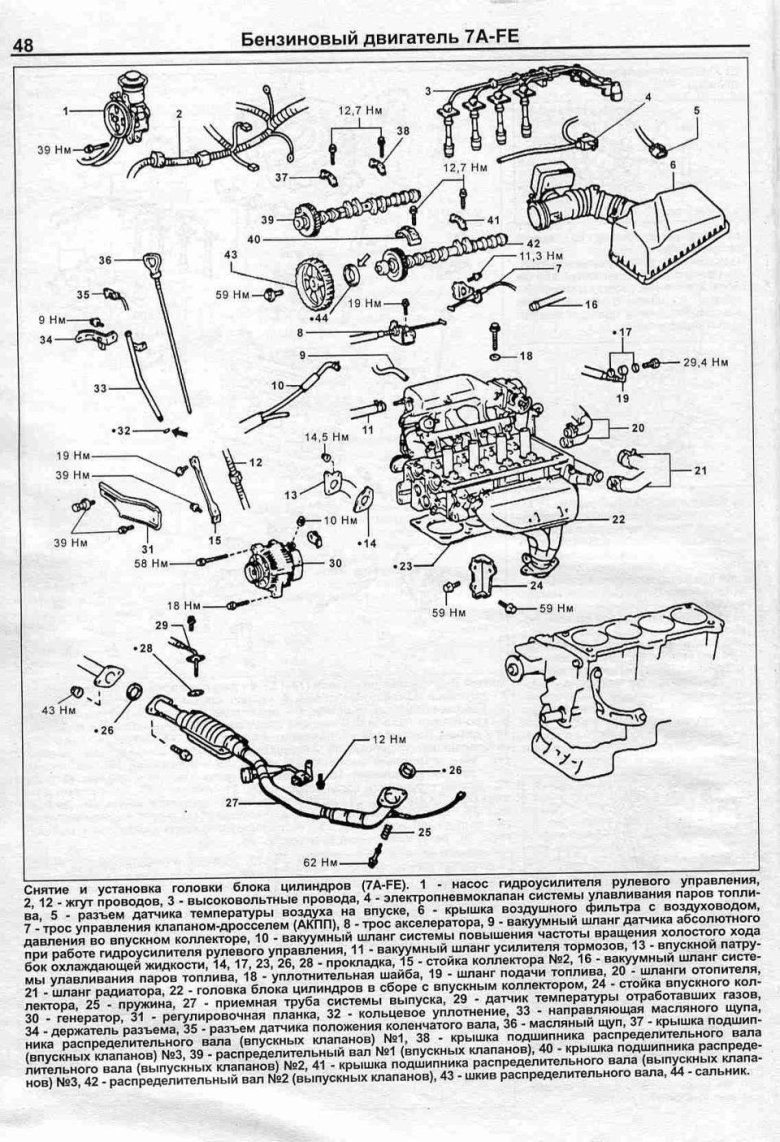 Схема двигателя тойота 4а fe