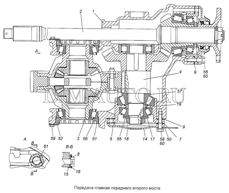 Главная передача заднего моста камаз 6520