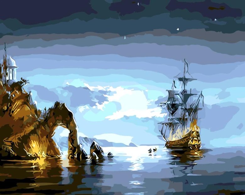 Картина с кораблем в море