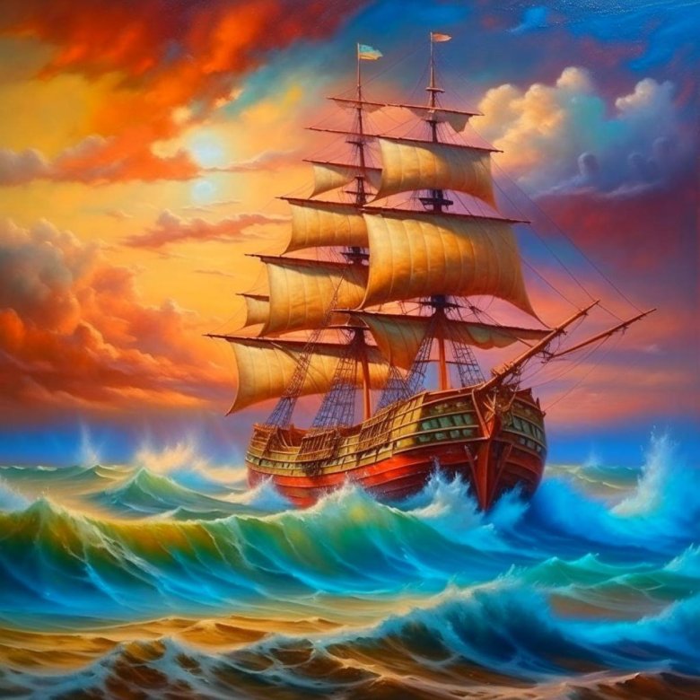 Картина корабль в море