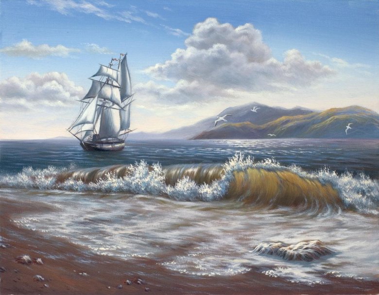 Картина маслом морской пейзаж