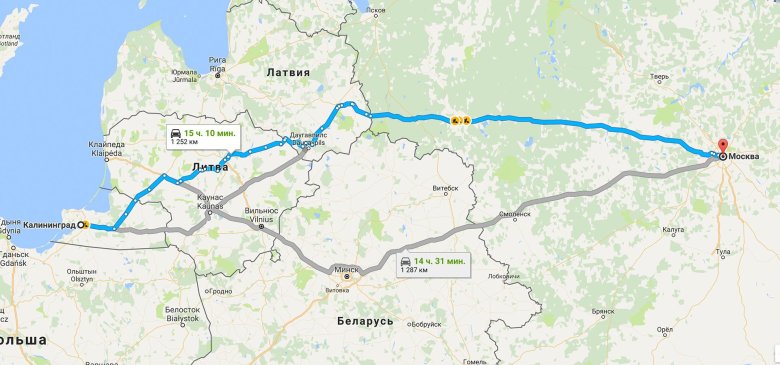 Москва калининград маршрут поезда