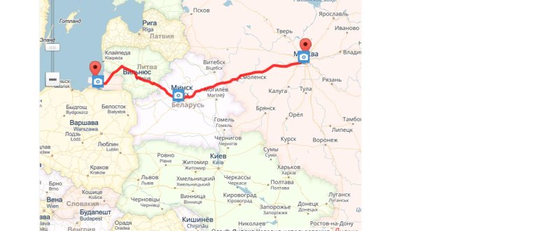 Москва калининград расстояние