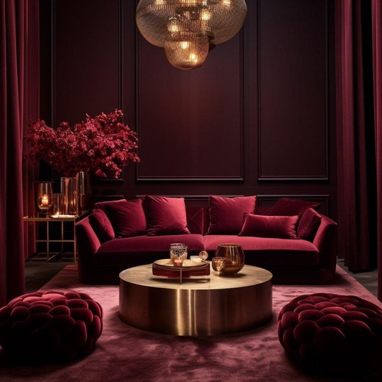 Бордовый интерьер