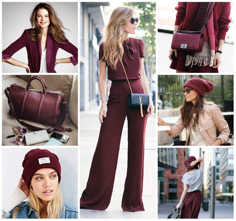 Сочетание винного цвета в одежде