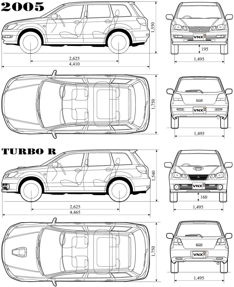 Mitsubishi outlander 1 габариты
