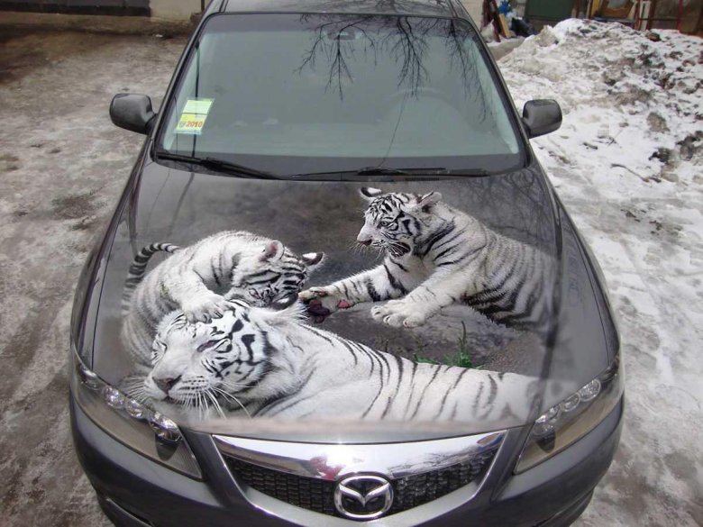 Аэрография на капот автомобиля