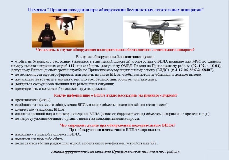 Правила поведения при обнаружении бпла