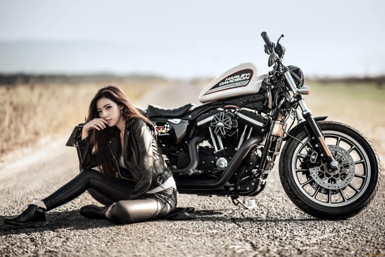 Harley davidson sportster и девушка