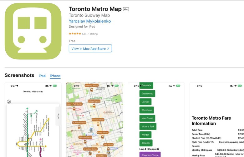 Toronto metro map