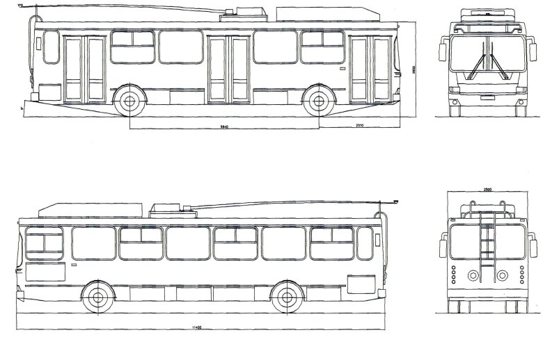 Чертёж троллейбуса тролза 5265