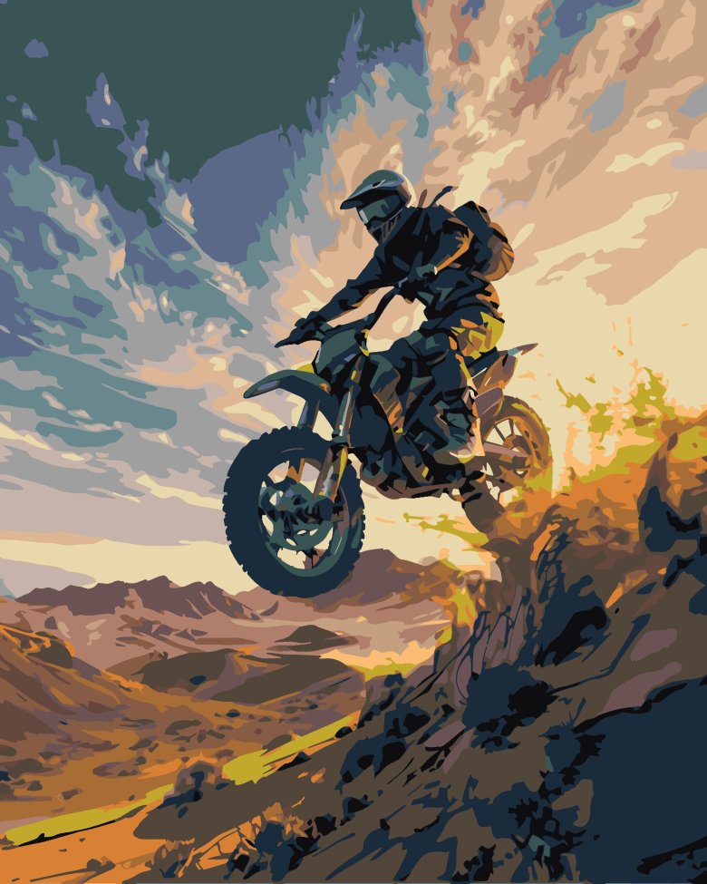 Картина по номерам на холсте мотоциклист арт 4