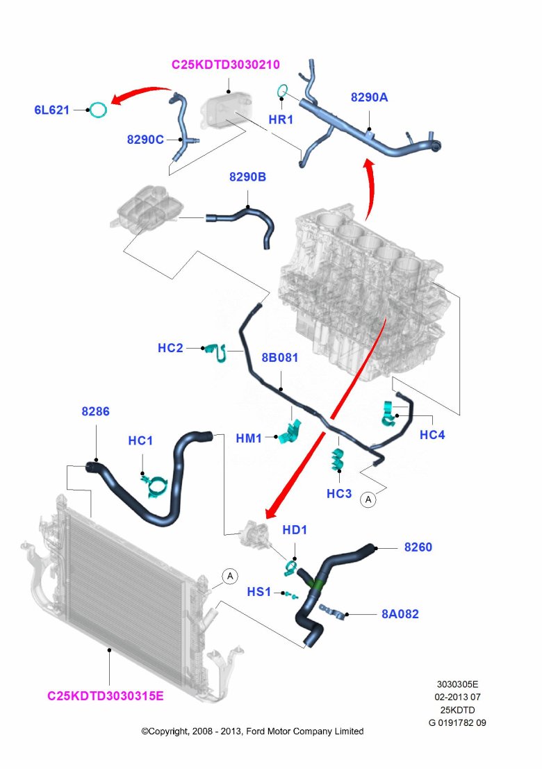 Патрубок системы охлаждения ford