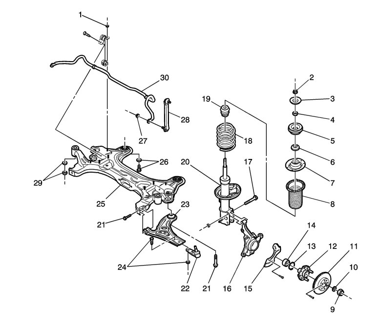 Передняя подвеска авео т250 схема