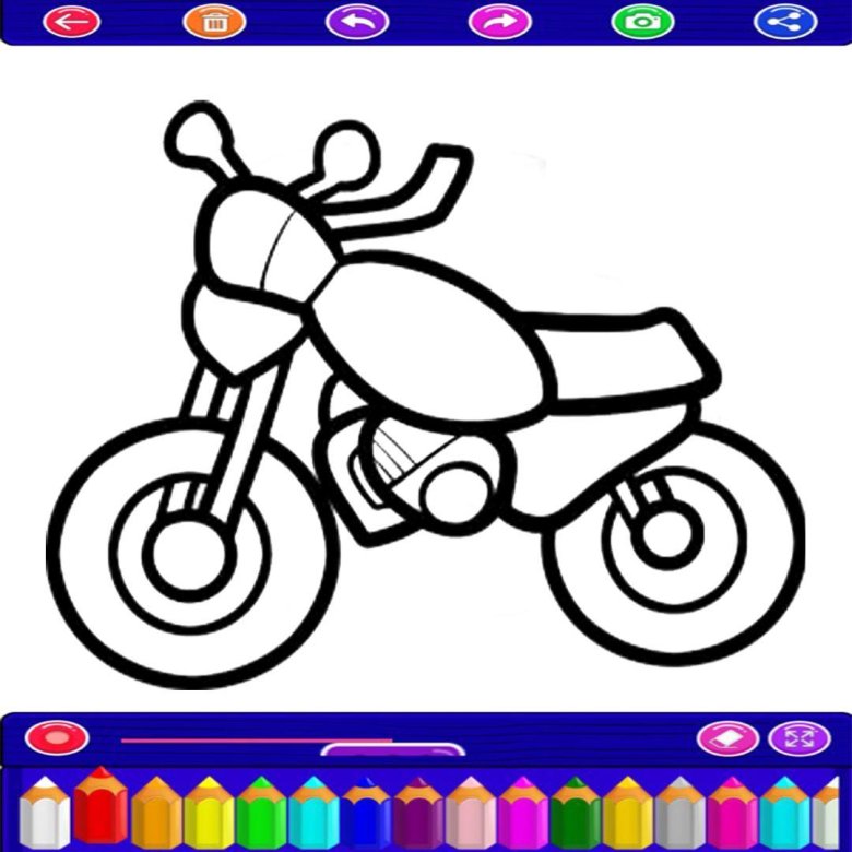 Раскраска мотоцикл для детей