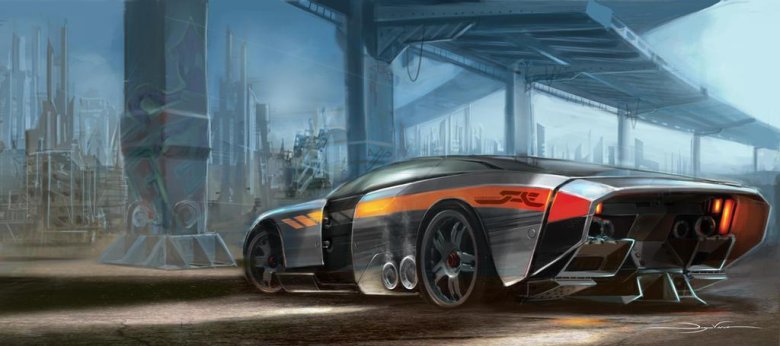 Машина в стиле киберпанк