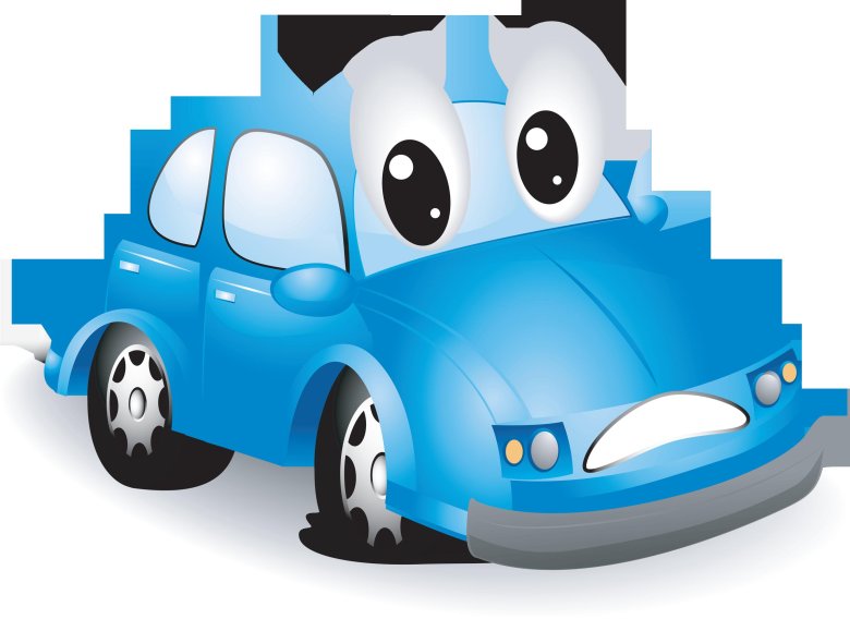 Синяя машинка с глазками