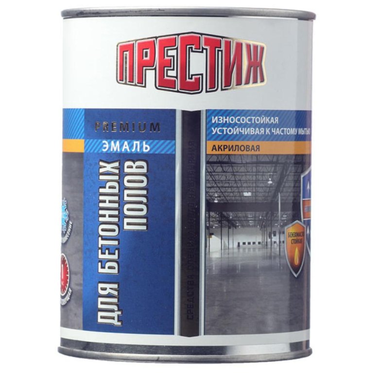 Эмаль для бетонных полов престиж серая 1кг