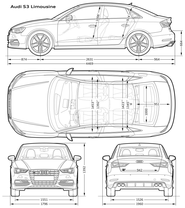 Габариты ауди а3 седан