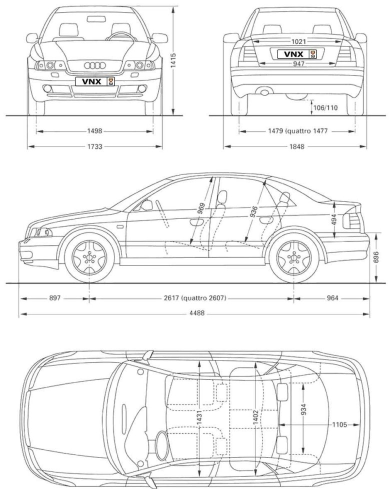 Ауди а4 универсал габариты