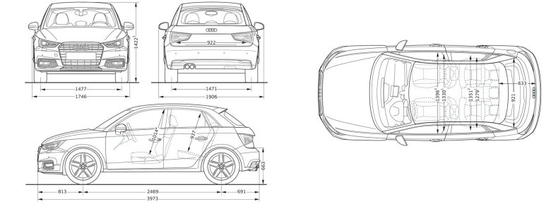 Габариты багажника ауди а1