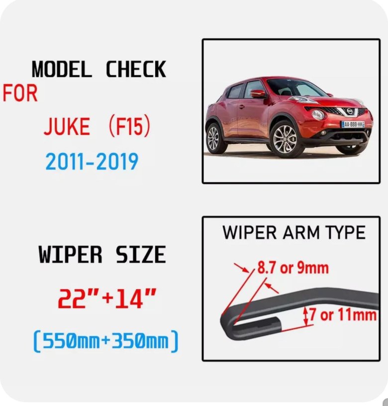 Размер щеток стеклоочистителя ниссан жук 2013