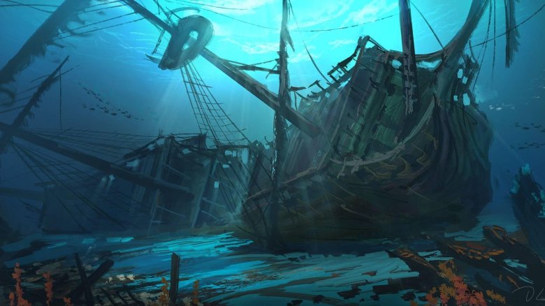 Затонувший галеон корабль картина