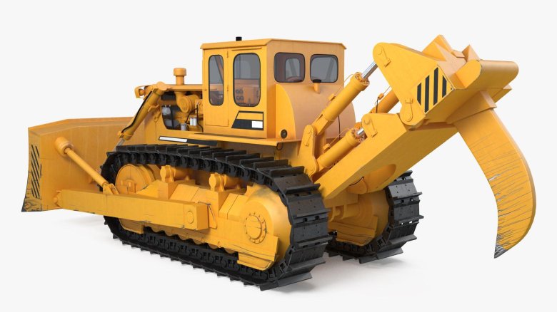 Бульдозер на белом фоне