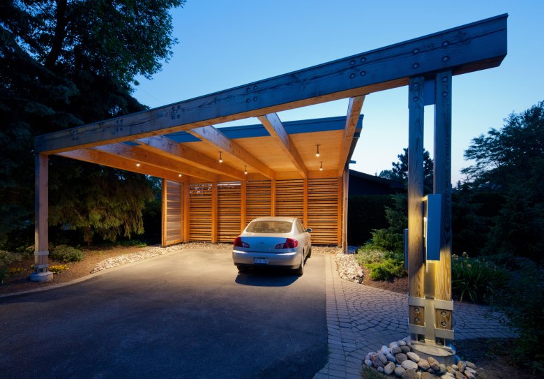 Навес для авто в частном доме